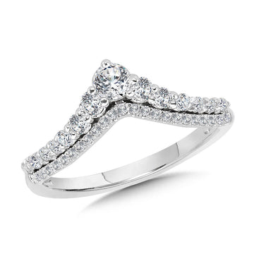 14K White Gold Fashion Chevron Bands